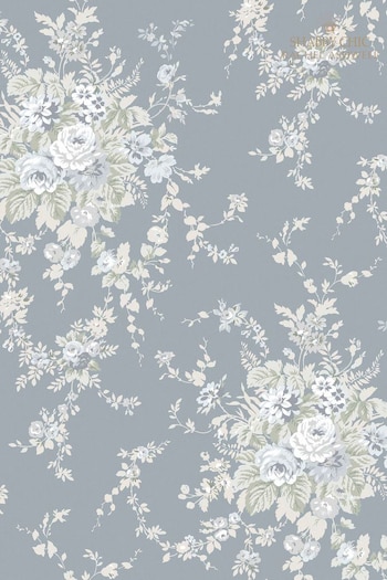 Shabby Chic by Rachel Ashwell® Slate Grey Garden Floral A4 Wallpaper Sample (E33038) | £1
