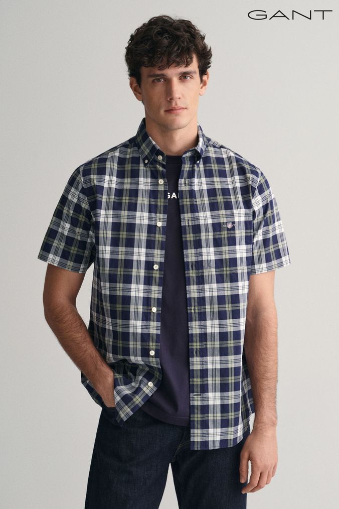 OnlinenevadaShops Buy Men s Short Sleeve Check Tartan Casual Plus Size 100 Cotton Shirts Online Air Jordan 1 Low SE Laser Blue x Jordan Jumpman T Shirts x Jordan Jumpman Poolside Shorts