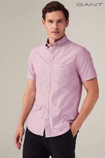 GANT Purple Regular Fit Oxford Short Sleeve Shirt (E33103) | £95