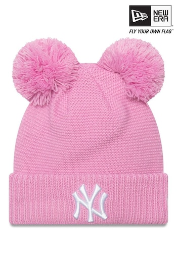 New Era Girls Pink New York Yankees Double Bobble Knit Beanie (E33127) | £23