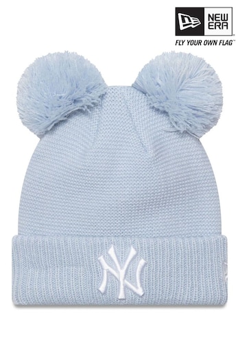 New Era Blue Girls New York Yankees Double Bobble Knit Beanie (E33132) | £23