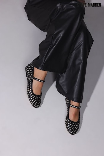 Steve Madden Black Vinetta-R Rhinestone Ballerina Shoes (E33269) | £130