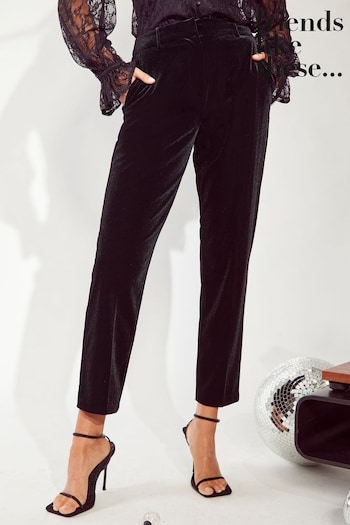 Friends Like These Black Velvet Tailored Ankle Grazer Trousers Co Ord Suit (E33367) | £35