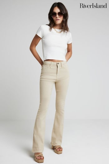 River Island Brown High Rise Tummy Hold Flare Jeans (E33454) | £48