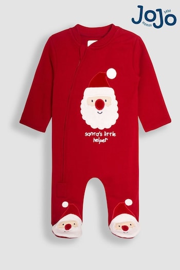 JoJo Maman Bébé Red Santa Applique Sleepsuit (E33478) | £23