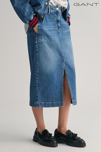 GANT Blue Denim Slit Skirt (E33500) | £120