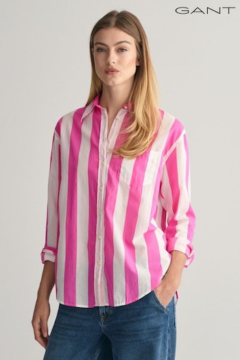 GANT Pink Relaxed Fit Parasol Striped Shirt (E33505) | £100