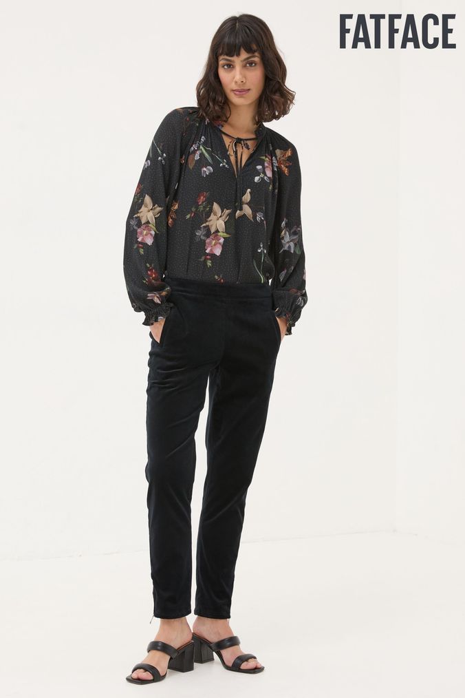 Women's black cotton trousers uk online