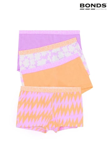 Bonds Pink Floral Print Shortie 100% Cotton Briefs 4 Pack (E33763) | £16