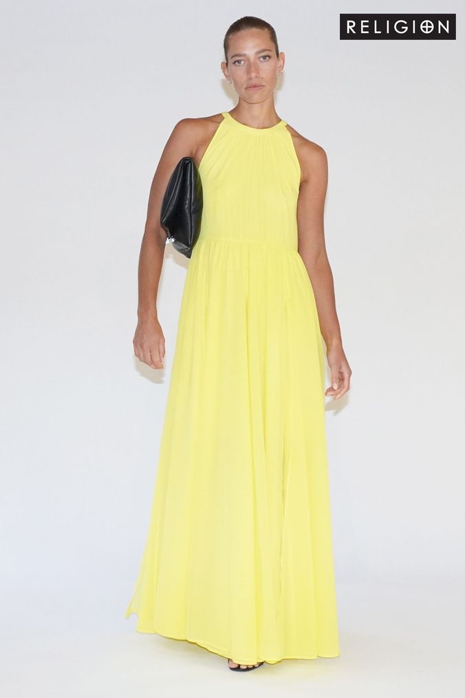 Buy Women s Yellow Maxi Plain Dresses Online Next UK