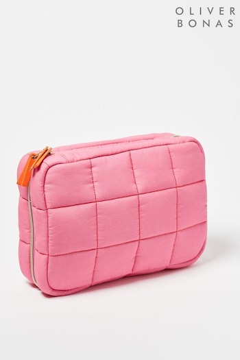 Oliver Bonas Pink Carrie Fold Out Make Up 100% Cotton Large Bag (E35324) | £35