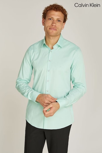 Calvin Klein Green Slim Fit Poplin Stretch Shirt (E35569) | £80
