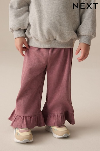 Pink Textured Frill Hem Wide Trousers (3mths-7yrs) (E35621) | £7 - £9