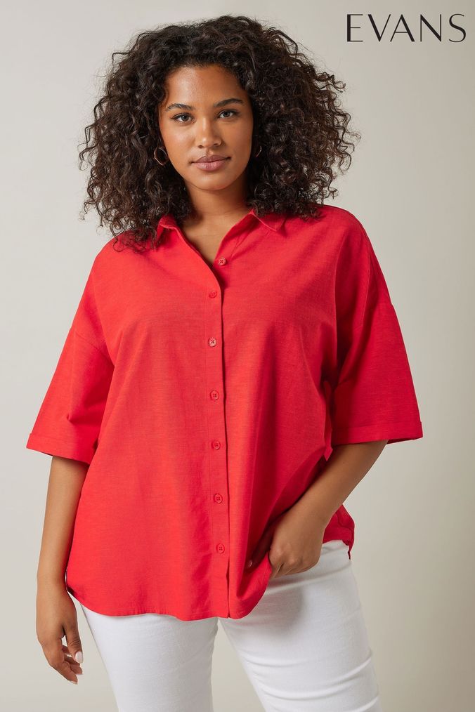 Women s Red Linen Tops Next Official Site
