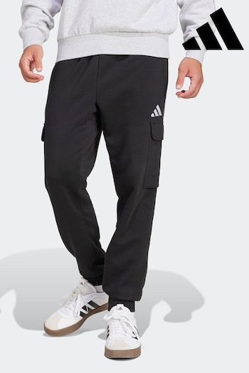 adidas Black Essentials Feelcosy Fleece Cargo Joggers (E37763) | £40