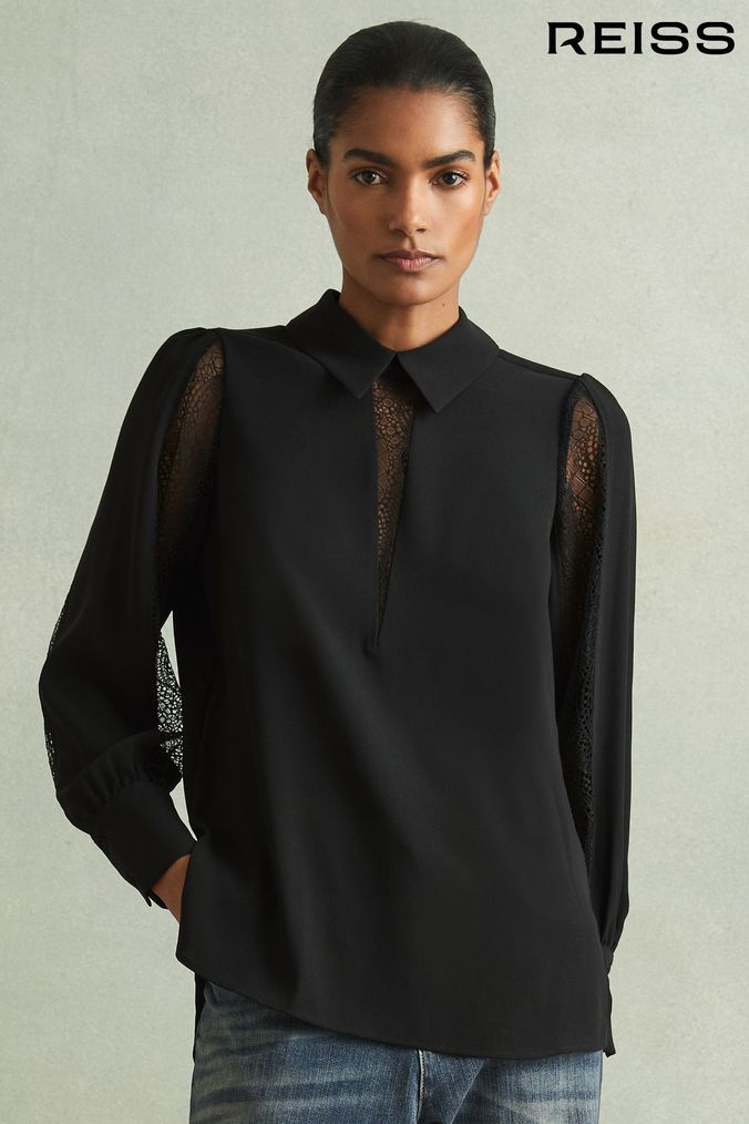 Buy Women s Blouses Long Sleeve Collared Tops Online Next UK