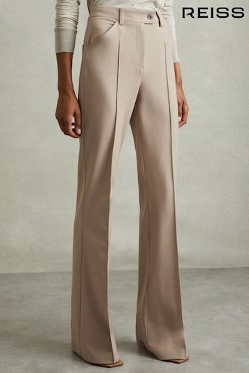 Reiss Neutral Hadley High Rise Flared Trousers (E38874) | £150