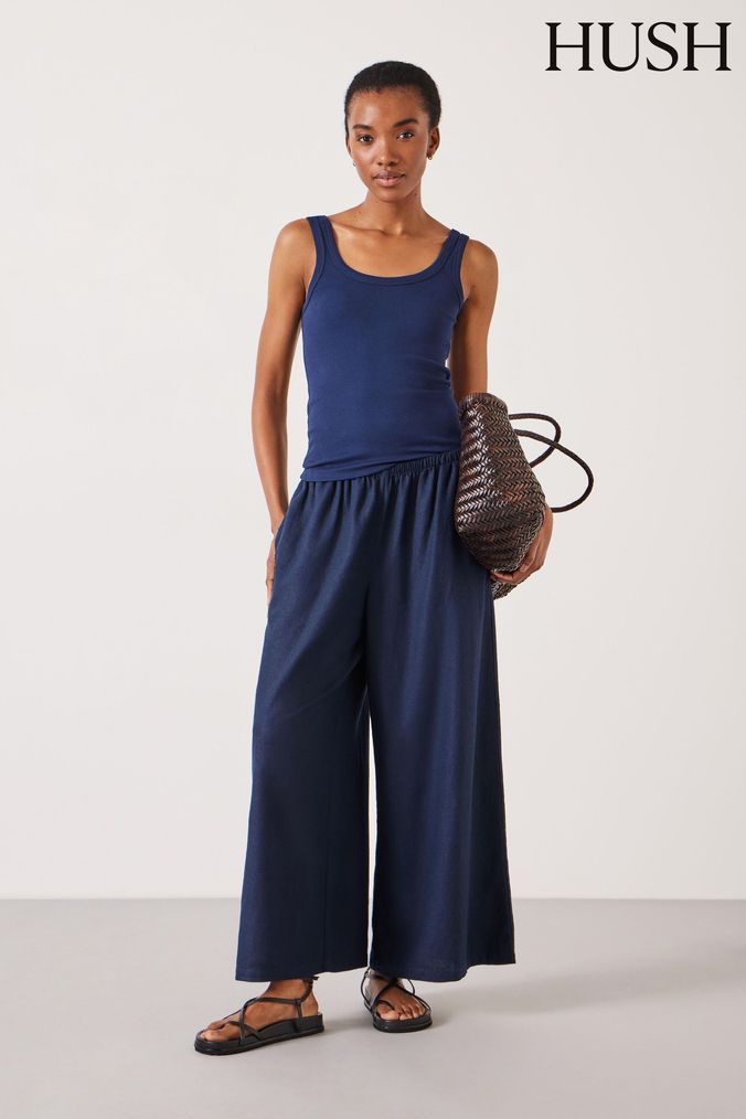 Next navy linen trousers outlet