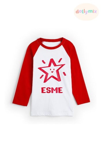 Personalised Kids Long Sleeve Baseball T-shirtby Dollymix (E39756) | £13