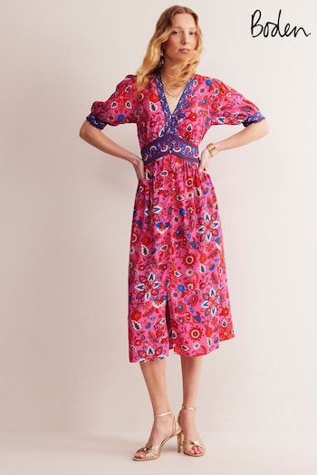 Boden Pink Elsa Midi Tea Dress (E39822) | £145