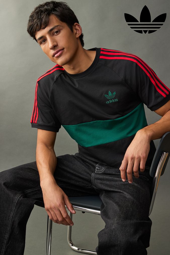 adidas Originals Mens T Shirts Colour Block 3 Stripe T Shirts Next UK