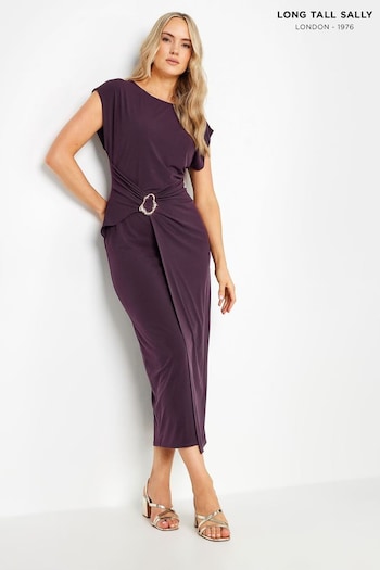 Long Tall Sally Red Ruched Wrap Buckle Midaxi Dress (E40890) | £43