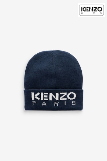 KENZO KIDS Blue Knitted Logo Beanie Hat (E41204) | £65 - £70