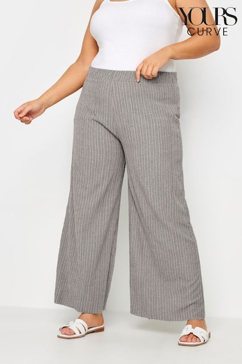 Yours Curve Grey Structured Wide Leg Trousers (E41294) | £27
