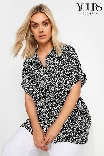 Yours Curve Black Printed Structured Shirt (E41296) | £24