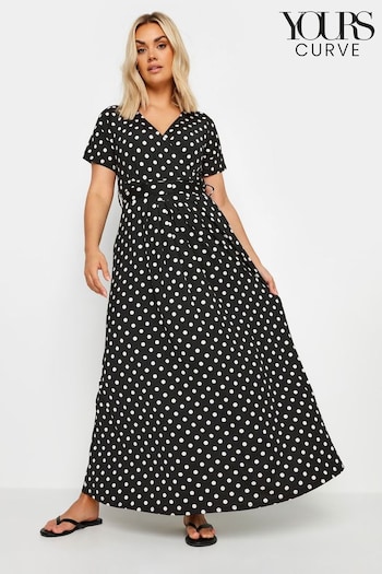 Yours Curve Black Dot Print Swing Dress (E41309) | £37