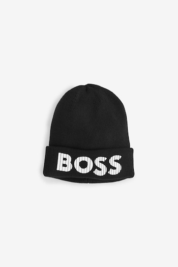 BOSS Black Knitted Logo Beanie 100% Cotton Hat (E41455) | £55 - £65