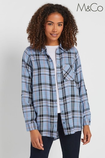 M&Co Blue Checked Boyfriend Shirt (E41649) | £31