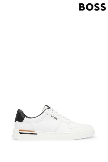 BOSS White Signature Detail Cupsole in Leather Trainers (E41731) | £189