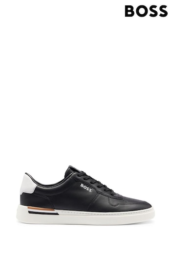 BOSS Black Signature Detail Cupsole Trainers in Leather (E41760) | £189
