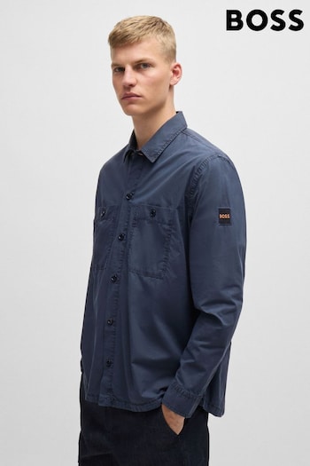 BOSS Blue Oversized-Fit Overshirt In Cotton Poplin (E41795) | £99