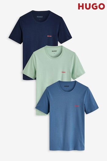 HUGO Blue Three-Pack Of Logo-Print Underwear T-Shirts In Cotton (E41796) | £45