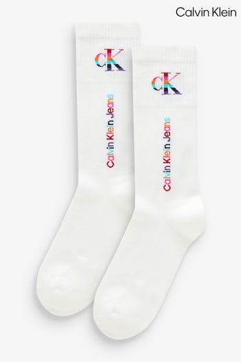 Calvin Klein White Pride Socks 2 Pack (E41913) | £15