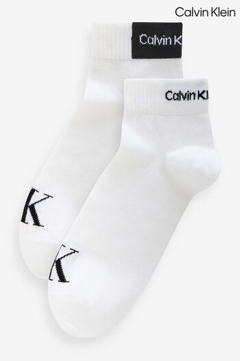 Calvin Klein White Mens Quarter Socks 2 Pack (E41931) | £13