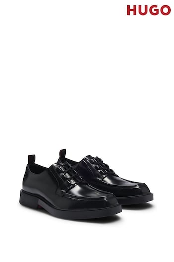 HUGO Piping-Detail Derby Black Shoes In Leather (E42157) | £199