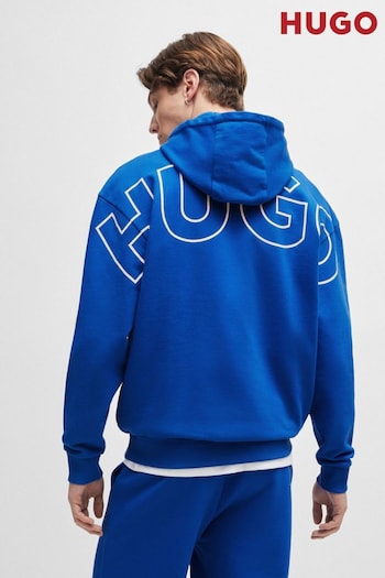 HUGO Blue Cotton-Terry Hoodie With 3D-Print Logo (E42177) | £119