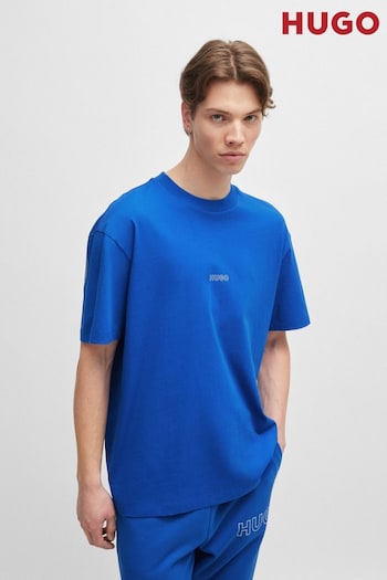 HUGO Blue Cotton-Jersey T-Shirt With 3D-Print Logos (E42191) | £59