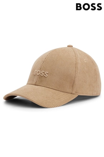 BOSS Natural Embroidered-Logo Cap In Baby Corduroy (E42193) | £49