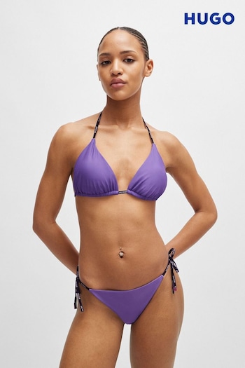 HUGO Purple Logo Print Bikini Bottoms With Tie Sides (E42283) | £39