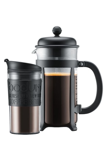 Bodum Black Java 8 Cup Coffee Maker And Travel Mug Set (E42561) | £30