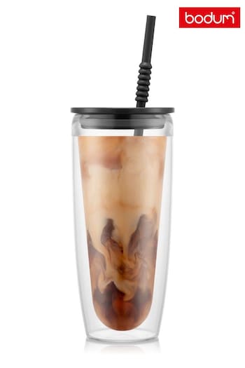 Bodum Black Double Wall Tumblers With Lid And Straw 0.95L (E42600) | £40