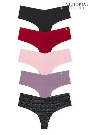 Victoria's Secret Black/Red/Pink/Purple Thong 5 Pack Knickers (E43430) | £27