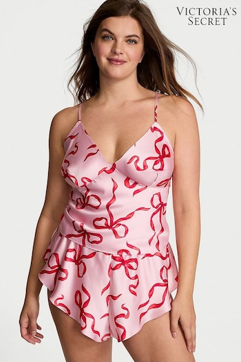 Victoria's Secret Pink Bows Satin Open Back Cami & Shorts Set (E43447) | £59