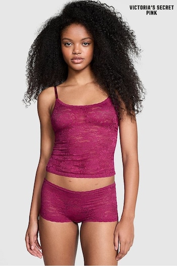 Victoria's Secret PINK Thriller Purple Lace Tank Top & Knicker Pyjama Set (E43492) | £25