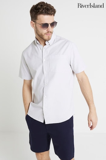 River Island Grey Short Sleeve Oxford Shirt (E43716) | £20