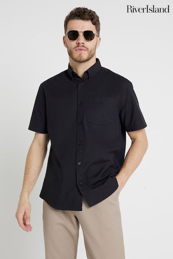 River Island Black Short Sleeve Oxford Shirt (E43718) | £20